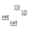 Thumbnail Image 0 of Cubic Zirconia Solitaire Stud Earrings Two Pair Set in Sterling Silver