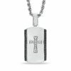 Thumbnail Image 0 of 1/4 CT. T.W. Enhanced Black and White Diamond Cross Dog Tag Pendant in Sterling Silver - 22"