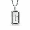Thumbnail Image 0 of 1/5 CT. T.W. Enhanced Black and White Diamond Cross Dog Tag Pendant in Sterling Silver - 22"