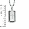 Thumbnail Image 1 of 1/5 CT. T.W. Enhanced Black and White Diamond Cross Dog Tag Pendant in Sterling Silver - 22"