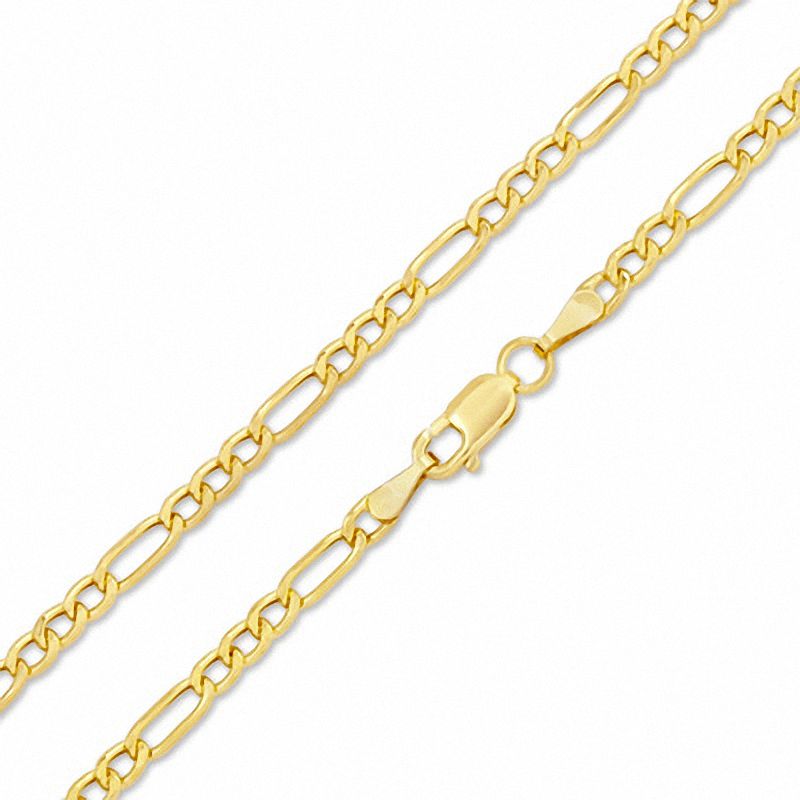 070 Gauge Hollow Figaro Chain Necklace in 10K Gold - 24"