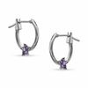 Thumbnail Image 0 of Purple Cubic Zirconia Hoop Earrings in 10K White Gold