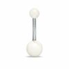 Thumbnail Image 0 of Solid Stainless Steel Faux Pearl Belly Button Ring - 14G 3/8"
