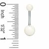 Thumbnail Image 1 of Solid Stainless Steel Faux Pearl Belly Button Ring - 14G 3/8"