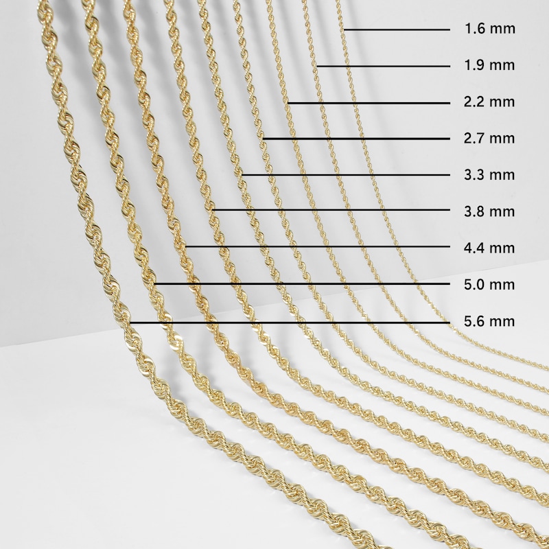 016 Gauge Rope Chain Necklace in 10K Solid Gold Bonded Sterling Silver - 16"