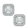 Thumbnail Image 0 of 5mm Princess-Cut Cubic Zirconia Frame Stud Earrings in Sterling Silver