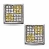 Thumbnail Image 0 of Yellow and White Cubic Zirconia Checker Square Stud Earrings in Sterling Silver