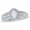 Thumbnail Image 0 of Oval Lab-Created Opal and White Sapphire Ring in Sterling Silver - Size 7