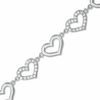 Thumbnail Image 0 of Cubic Zirconia and Polished Hearts Link Bracelet in Sterling Silver - 7.75"