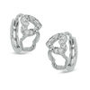 Thumbnail Image 0 of Cubic Zirconia Interlocking Heart Huggie Hoop Earrings in Sterling Silver