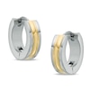 Thumbnail Image 0 of Huggie Earrings in Two-Tone Stainless Steel