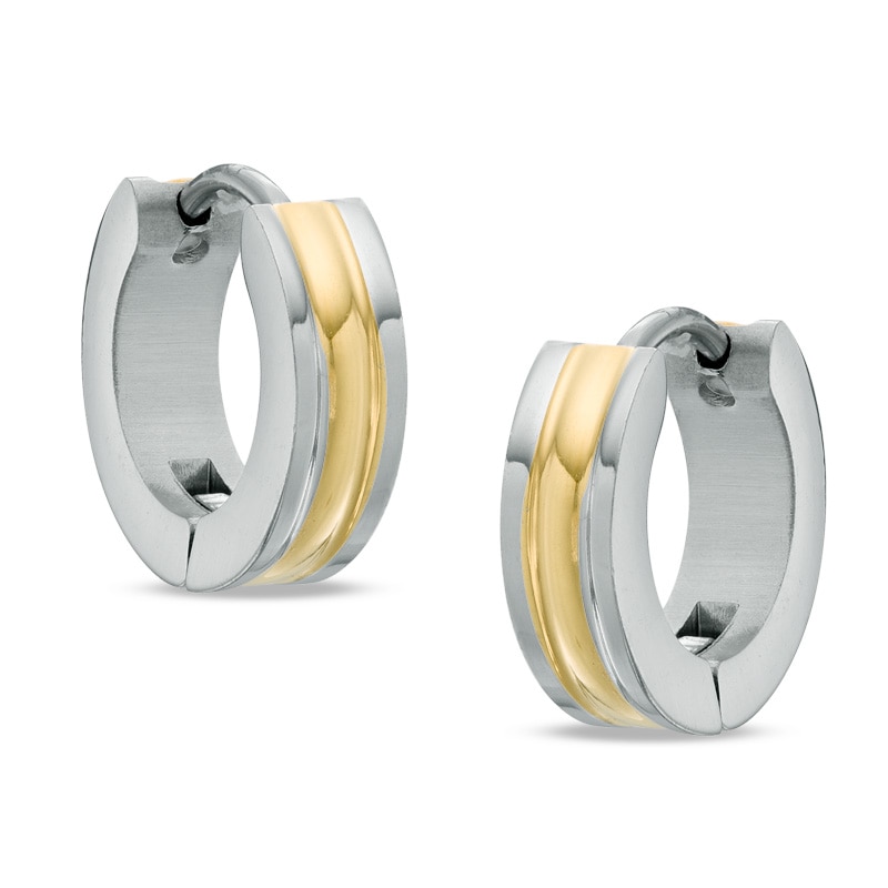 Huggie Earrings in Two-Tone Stainless Steel