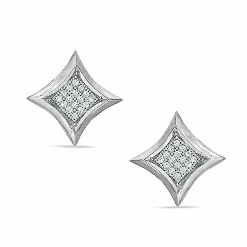 1/10 CT. T.W. Diamond Concave Square Stud Earrings in Sterling Silver