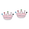 Thumbnail Image 0 of Child's Pink Enamel Crown "Princess" with Crystal Accent Stud Earrings in Sterling Silver