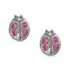 Thumbnail Image 0 of Child's Pink Crystal Ladybug Stud Earrings in Sterling Silver
