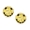 Thumbnail Image 0 of Child's Yellow and Black Crystal Smiley Face Ball Stud Earrings in Sterling Silver