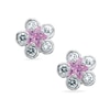 Thumbnail Image 0 of Child's Pink Star-Shaped Cubic Zirconia Flower Stud Earrings in Sterling Silver