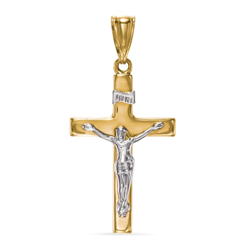 Crucifix Necklace Charm in 10K Two-Tone Gold