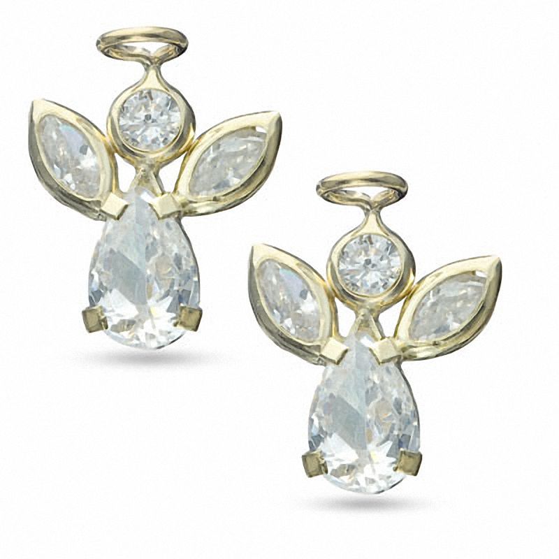 Cubic Zirconia Angel Earrings in 10K Gold