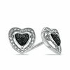Thumbnail Image 0 of Enhanced Black and White Diamond Accent Heart Stud Earrings in Sterling Silver