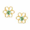 Thumbnail Image 0 of 3mm Synthetic Green Sapphire Flower Earrings in 10K Gold