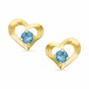 Thumbnail Image 0 of 3mm Lab-Created Blue Zircon Heart Earrings in 10K Gold