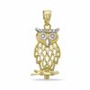 Thumbnail Image 0 of Diamond-Cut Owl Charm in 10K Solid Two-Toned Gold