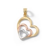 Thumbnail Image 0 of Tilted Triple Heart Tiered Tri-Tone Necklace Charm in 10K Solid Gold