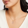 Thumbnail Image 1 of Tilted Triple Heart Tiered Tri-Tone Necklace Charm in 10K Solid Gold