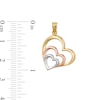 Thumbnail Image 3 of Tilted Triple Heart Tiered Tri-Tone Necklace Charm in 10K Solid Gold