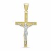 Thumbnail Image 0 of Textured Crucifix Two-Tone Necklace Charm in 10K Solid Gold