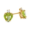 Thumbnail Image 0 of 6mm Heart-Shaped Peridot and Cubic Zirconia Stud Earrings in 10K Gold