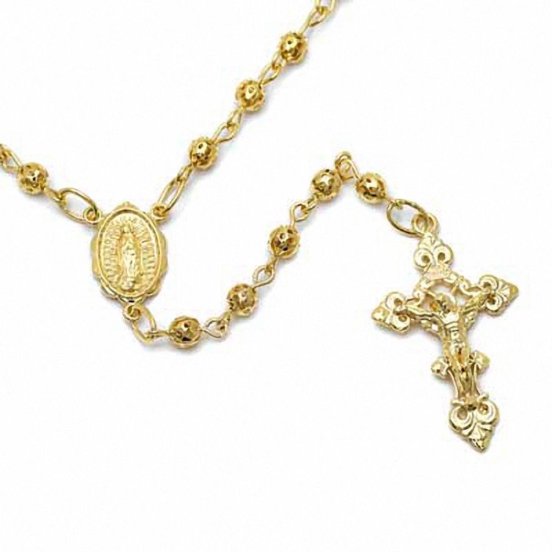 Rosary Necklace in Brass with 14K Gold Plate - 24"