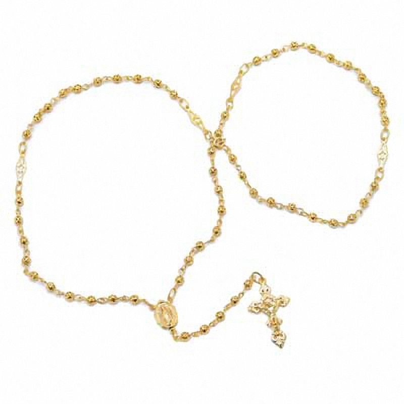 Rosary Necklace in Brass with 14K Gold Plate - 24"