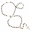 Thumbnail Image 1 of Black Beaded Rosary Necklace in Brass with 14K Gold Plate - 26"