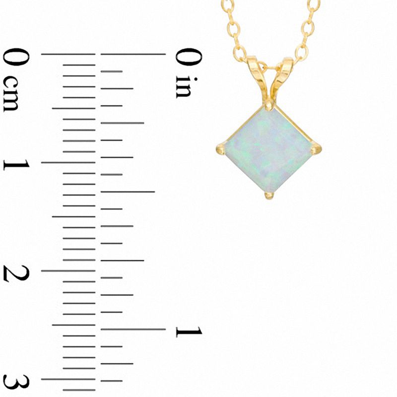 6.0mm Princess-Cut Lab-Created Opal Pendant in 10K Gold