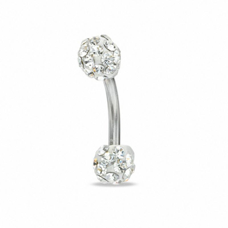 Stainless Steel CZ Cluster Curved Barbell - 16G 5/16"