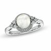 Thumbnail Image 0 of 7 - 7.25mm Cultured Freshwater Pearl and Diamond Accent Ring in Sterling Silver - Size 7