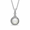 Thumbnail Image 0 of 7 - 7.25mm Cultured Freshwater Pearl and Diamond Accent Pendant in Sterling Silver