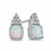 Thumbnail Image 0 of 6mm Cushion-Cut Lab-Created Opal, White Sapphire and Diamond Accent Earrings in Sterling Silver