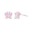 Thumbnail Image 0 of Child's Pink Cubic Zirconia Butterfly Stud Earrings in 10K White Gold