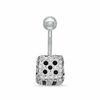 Thumbnail Image 0 of 014 Gauge Belly Button Ring with Black and White Crystal Dice in Stainless Steel