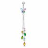 Thumbnail Image 0 of 014 Gauge Butterfly Belly Button Ring with Multi-Colored Cubic Zirconia in Stainless Steel
