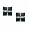 Thumbnail Image 0 of 8.0mm Princess-Cut Black and White Cubic Zirconia "X" Stud Earrings in Sterling Silver