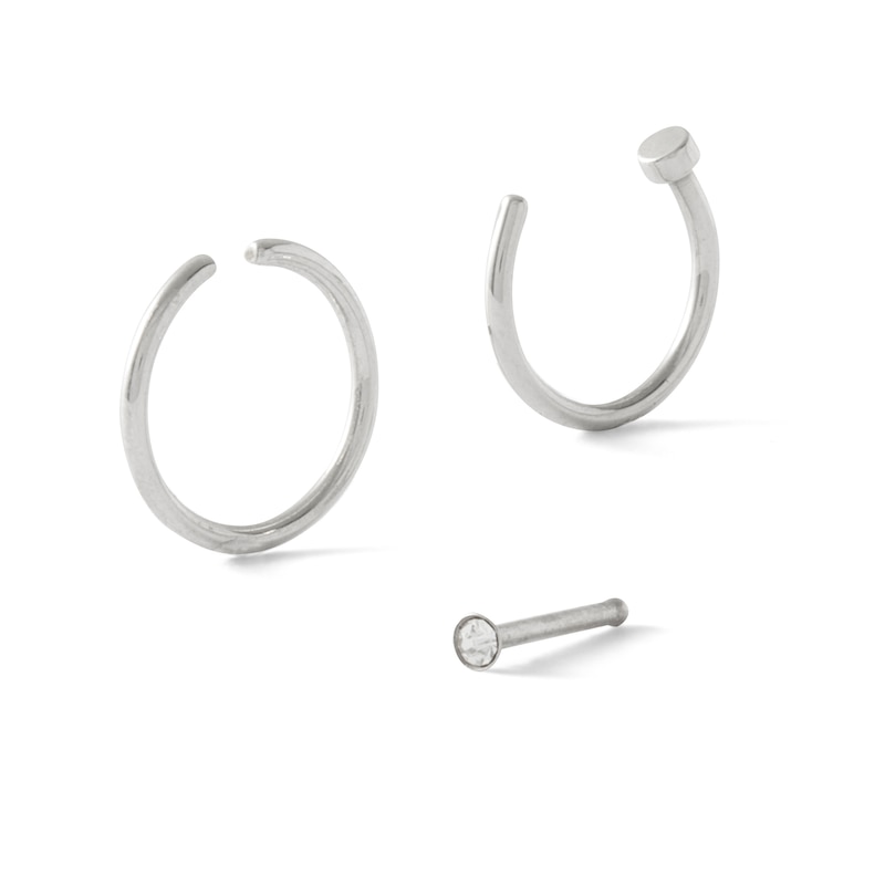 Solid Stainless Steel Nose Stud and Ring Set - 20G