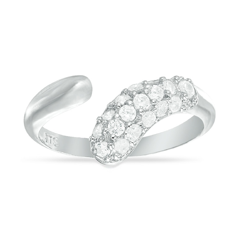 Cubic Zirconia Bypass Toe Ring in Sterling Silver