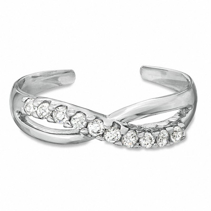 Infinity Toe Ring with Cubic Zirconia in Sterling Silver