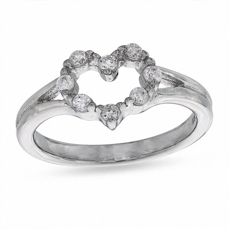 Child's Cubic Zirconia Heart Ring in Sterling Silver - Size 4