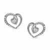 Thumbnail Image 0 of Heart-Shaped Cubic Zirconia Curly Heart Stud Earrings in Sterling Silver