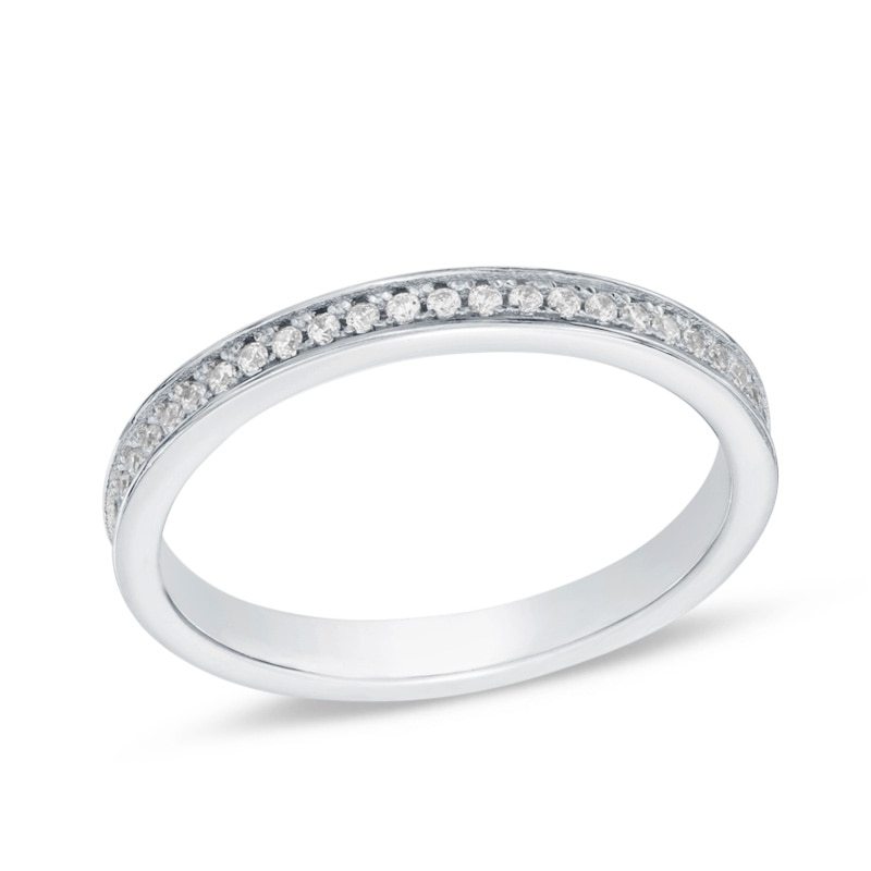 Cubic Zirconia Thin Comfort Fit Band in Sterling Silver - Size 7